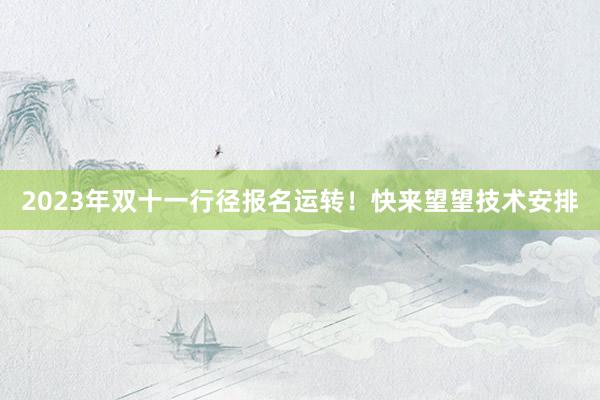 2023年双十一行径报名运转！快来望望技术安排